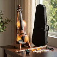 Beginner Acoustic Violin Solid Wood Violin Starter Kit Glossy Fiddle All in One for Adults, Music Lessons, Performances