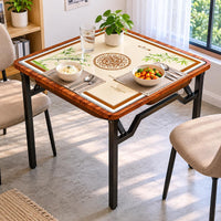 Foldable Folding Mahjong Table Wood-Grain Mahjong Table Multifunctional Wear-Resistant