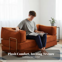 sectional Sleeper Sofa Teddy Fabric Upholstery transformable Couch two-in-oneUse Household Seating for Apartment Dwellers, Homeowners, Living Room, Studio Flat