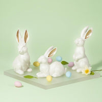 3 Pieces Easter Bunny Figurines Multiple Poses Resin Bunny Statues for Bookshelf