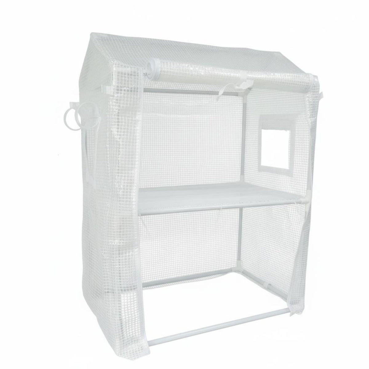 Double Tier Flower Shelf Space Saving Multi-Tier Plant Shelf with Cover Portable Greenhouse Rack Easy Assembly for Patio, Deck