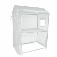 Double Tier Flower Shelf Space Saving Multi-Tier Plant Shelf with Cover Portable Greenhouse Rack Easy Assembly for Patio, Deck
