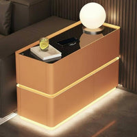 Light Luxury Design Round Smart End Table Multi-Functional Home Furnishing Wireless Charging Nightstand With Storage Drawer for Apartment Dwellers, electronic aficionados, Living Room, Small Spaces, Bedroom, Entryway