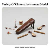 Decorative Only Non-Playable Instrument Replica Highly Detailed Miniature Pipa with Stand Includes Display Accessory Collectible Model Vintage aesthetic for Music Lovers, Collectors