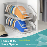 PVC Transparent Hat Storage Box with Zipper, Foldable, Stackable