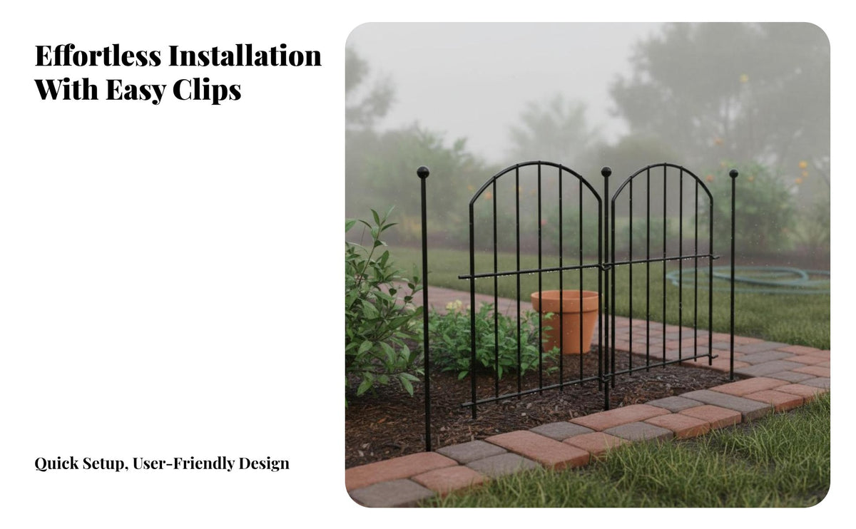 10 Pieces Arched Metal Garden Fence Rustproof Arched Metal Fence Easy to Install No Excavation Border Fencing for Gardeners, Flower Bed, Pathway