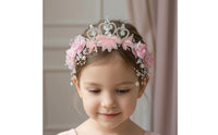 Floral Headband with Ribbons Princess-Style Flower Crown Headband with Flowers Sparkling Hair Accessory Dreamy for Children