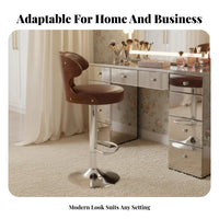 Built-in Footrest Adjustable Pedestal Stool with Back Modern Design Adjustable Pedestal Stool 360-Degree Swivel Bar Chair Padded Cushion for Receptionists, Business Owners, Front Desk, Makeup Vanity, Restaurant, Kitchen
