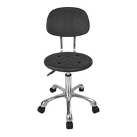 Adjustable Height Anti-Static Wheeled Stool Ergonomic Backrest Rolling Chair Back Support Roller Seat 360° Swivel Wheels for Factory Workers, Cleanroom Personnel, Laboratoryoratory Oratory, Workshop, Medical Facility, Hospital