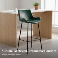 Industrial Design Upholstered High Stool with Backrest Modern Design Bar Chair Vintage Look Home Furniture Footrest Included for Homeowners, Interior Designers, Business Owners, Kitchen Island, Restaurant, Cafe, Dining Room