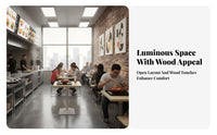 Hardwood Wood Construction Table and Seating set fashionable Design Wooden dining hall Table and Chairs Multiple Configurations Restaurant Furniture Easy Assembly for pasta Shops, Snack bar stools, Restaurants