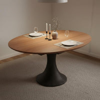Century-Inspired-Century Modern Design Round Extendable Dining Table for Small Apartment Dwellers, Living Room, Kitchen