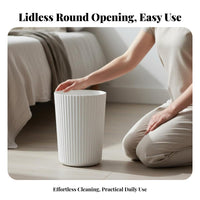 Round Striped Waste Bin Stylish Design Lidless Trash Can Easy to Clean Round Trash Can for Homeowners, Students, Washroom, Living Room, Under Desk