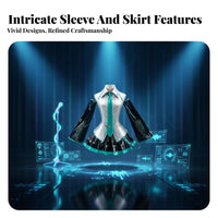 Virtual Singer Uniform Vivid Teal highlights Multi-Piece Anime Suit Characterprecise Design Cosplay Costume for Women, Teens, Theme Parties, Carnival
