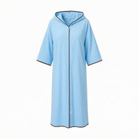 Ribbed Hooded Swim Cover up Striped Hooded Cover-up Robe Contrast Trim Beach Robe Quick-Dry for After Swimming, by the Water