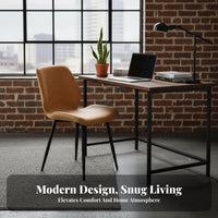 Comfortable Nordic Design Accent Chair Long-Lasting Faux Leather Dining Chair Easy to Clean Minimalist Backrest Stool Wear-Resistant for Students, Homeowners, Office Managers, Bedroom, Living Room, Restaurant, Reception Area