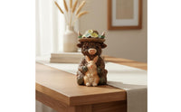 Shaggy-Haired Cow Holding Hare Figurine Collectible Shaggy Cattle with Bunny Figure Detailed Hair Texture Resin Pastoral Animal Ornament for Bookshelf