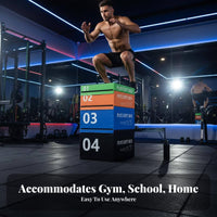 4 Pieces Tear-Resistant Stackable Soft Plyo Box Set Adjustable Height Stackable Foam Plyo Box force-absorbing-Absorbing leaping stage long-lasting for Children, Home Gym Users, Beginners, Plyometric Training, functional fitness, HIIT exercise session