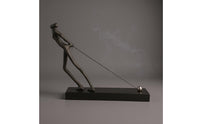 Black Abstract Sculpture Marble Base Abstract Figurine Minimalist Metal Figurine Sculptural for Office