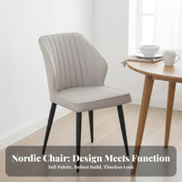 Modern Design Upholstered Wooden Armchair Comfortable Seating Upholstered Side Chair with Ribbed Back Long-Lasting Upholstery Home Furniture Curved Backrest for Homeowners, Restaurant Owners, Interior Designers, Dining Room, Hotel, Kitchen, Study