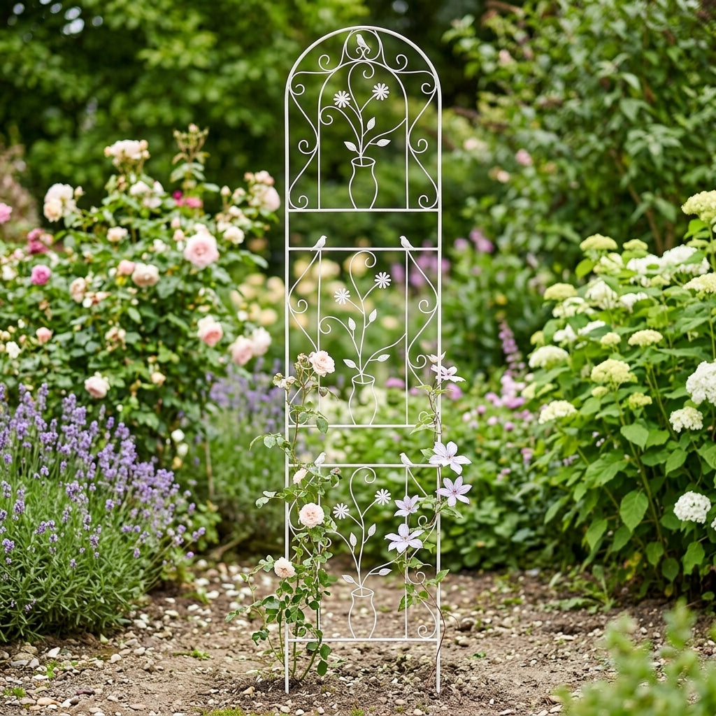Vintage Iron Trellis 82cm, 55cm Width, Vine Plant Support, Set of 4, For Gardening
