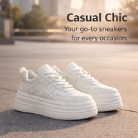 Trainers for Women with Thick Elevated Sole for Walking, Chunky Sneakers with Round Toe for Casual Wear, Extended Sizes to 9 European 43