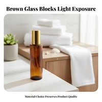 Honey-Toned Glass Spray Bottle Controlled Dispensing Honey-Toned Glass Pump Bottle Portable Cosmetic Dispenser Leak-Resistant