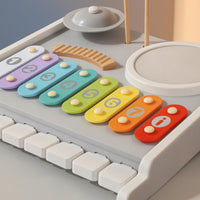 Colorful Musical Instrument Toy Set with Drums and Cymbals Early Learning Toddler Piano Drum Set Educational Kids Music Station Multi-Functional for Preschool