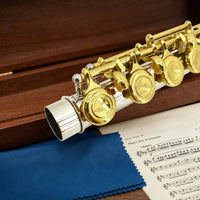 Gold Key Flute Complete Accessories Silver Flute Brazed Construction for Beginners, Exam, Practice