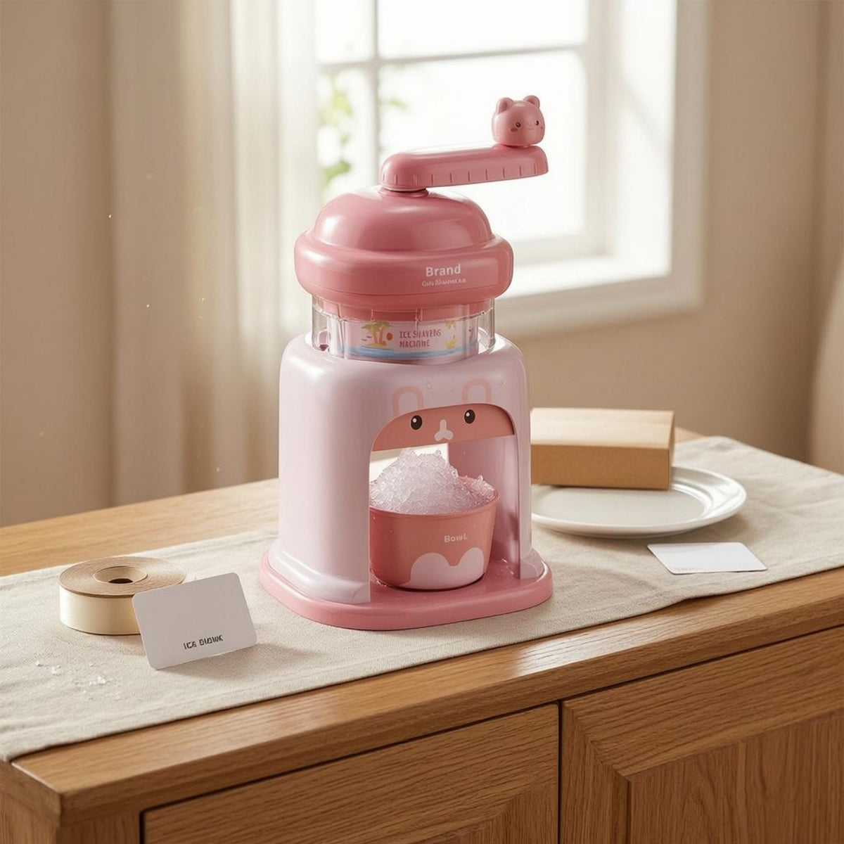 Cute Rabbit-Themed Shaved Ice Machine Anti-Slip Manual Shaved Ice Machine Clear Kitchen Appliance Decorative