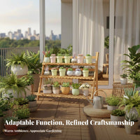 Tiered Ladder design3Tier Foldable Plant Stand Floor-Standing 3-Tier Plant Stand Space Saving Pot Organizer Indoor Outdoor Use for Gardeners, Apartment Dwellers, Homeowners, Balcony, Living Room, Patio, Porch