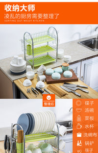 厨房置物架落地多层储物沥水碗碟架双层放碗餐具收纳神器碗架用品