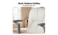 Ergonomic Design Upholstered Highspine-support Desk Chair Creamy aesthetic Adjustable Rolling Task Chair Comfortable padding rotating Seating Padded Armrests for Students, People Working from Home, Study Room, Bedroom