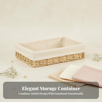 adaptable Woven Basket Set Handwoven Rectangular Woven Basket Decorative Household Storage long-lasting Construction for Parents, Decor lovers, Homeowners, Living Room, Desktop, Nursery, Bedroom