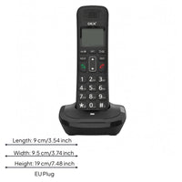 Dect Phone Set Slim Design Black Cordless Telephone Cordless Handset Speaker Grille Charging Base Small Display