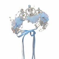 Floral Headband with Ribbons Princess-Style Flower Crown Headband with Flowers Sparkling Hair Accessory Dreamy for Children
