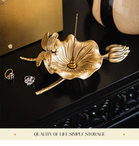 Brass Incense Burner with Lotus Pond Moonlight Design