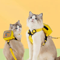 Pet Backpack Harness for Feline and Canine Use, Canvas Kitten Carrier with Reflective Strips for Outings and Pet Walking