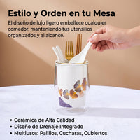 Premium Ceramic Chopstick Rest, Asian Chopstick Holder with Drainage, Elegant Table Organizer, 8.7x13.7cm