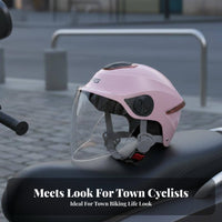 Electric Bike Half Helmet Four-Season Use Motorcycle Helmet Impact Resistant Riding Gear for Women, Men, City Driving, Outdoor, Highway Cruising