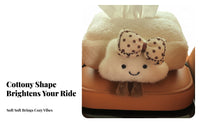 Large Capacity Car Armrest Tissue Holder Cute Design Soft Puff Tissue Box Decorative for Children, Women