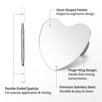 Stainless Steel Cosmetic Palette for Professional Makeup, Reusable Metal Mixing with Concave Groove, 2 Piece for Enthusiasts, 11.5 x 7.5 cm