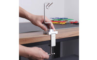 Screw-Tightened Clamp-on Airbrush Holder Metal Hook Arm Airbrush Stand Tabletop Clamp-on Holder Silver