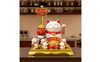 Gift-Box Fortune Cat Figurine Red Accents Fortune Cat Figurine Glossy Decor Piece for Countertop Display