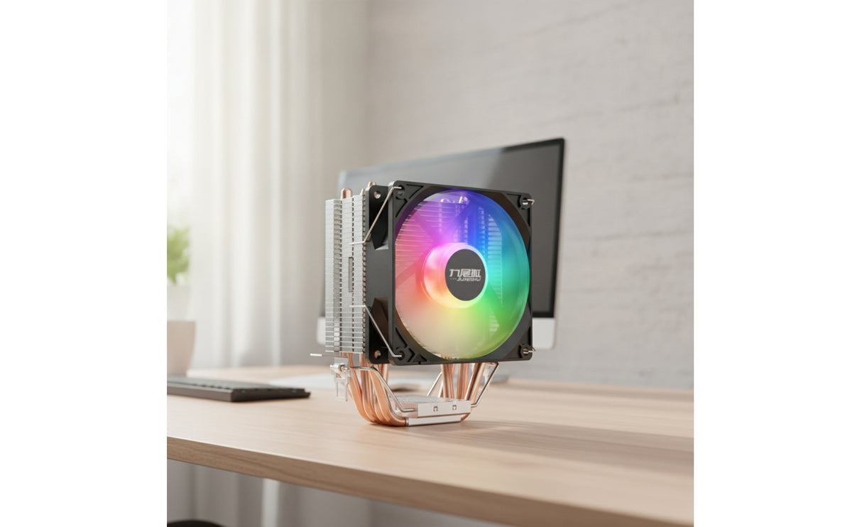 CPU Air Heat Dissipator RGB CPU Heat Dissipator with Heat Conduits Compact Aluminum Cooling Stack with Fan for PC Builders, Computer Users