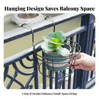 Railing Pot Rack Rustresistant Circular Railing Basket no-tools-required Assembly for Porch