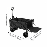 Swivel Wheels Foldable Wagon Removable Liner Collapsible Wagon Oxford Textile Pull Handle Carrier Metal Frame for Camping, Picnics, Outings