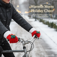 Snowflake Christmas Tree Fingerless Gloves for Women and Kids, Touchscreen Compatible, Plush Lined, Thick Warm for Winter Cycling