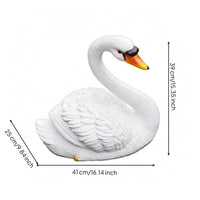 Feather Texture Floating Swan Ornament Realistic Floating Swan Statue Lifelike Animal Sculpture Weather Resistant for Courtyard
