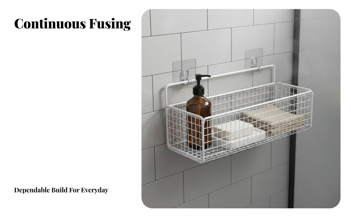Drilleffortless Installation Hanging Wire Basket Space-Saving Adhesive Wire Basket Strong Load-Bearing Wall Organizer Multi-Functional for Dorm Residents, Apartment Dwellers, Bathroom, Bedroom, Kitchen, Inside Cabinet